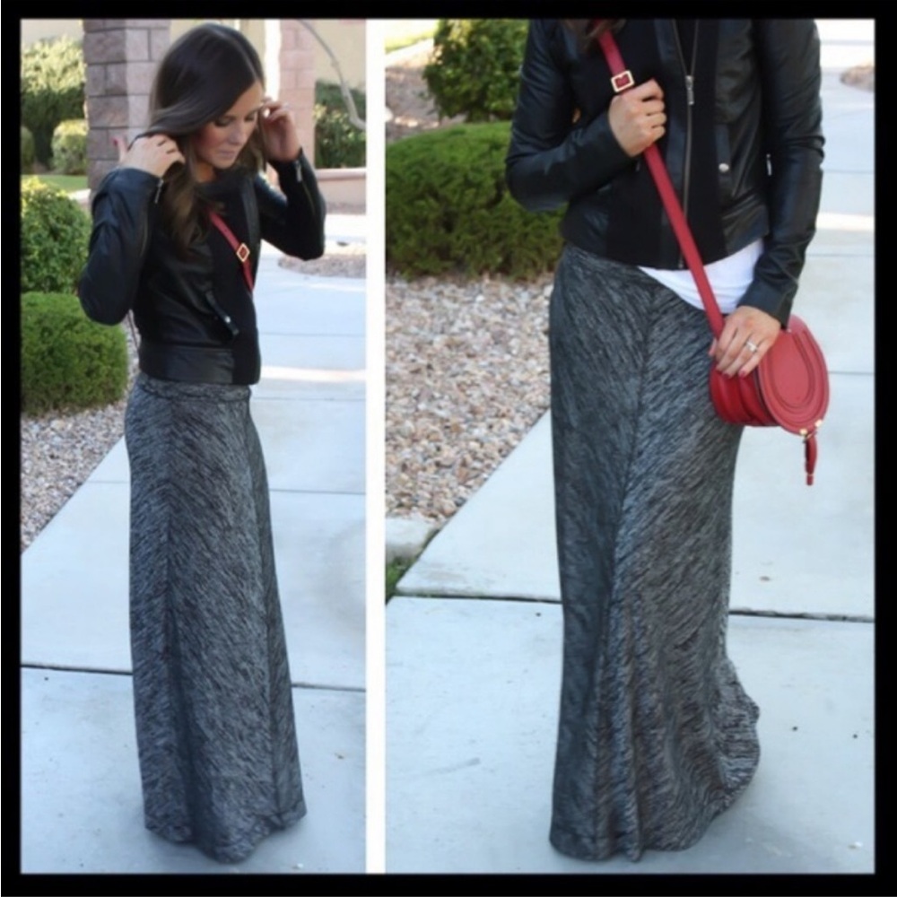 Lou & Grey Slinky Space Dyed Gray Maxi Skirt XS
